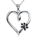 YAFEINI Dog Paw Print Necklace 925 Sterling Silver Dog Paw Heart Pendant Necklace Jewellery for Women Girls 18" Rolo Chain