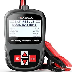 FOXWELL BT100 Pro 12V Car Battery Tester, Battery Load Tester, 100-1100CCA Automotive Alternator Tester Digital Auto Battery Analyzer for Car Truck Motorcycle SUV, Boat, RV, Marine & Pickup