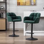 Wahson Set of 2 Bar Stools Breakfast Kitchen Counter Stools with Backrest & Gas Lift,Fabric Bar Chairs