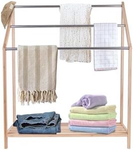 Clevinger 3-Tier Towel Rack, Bamboo Free Standing Beach Towel with Storage Shelf for Bathroom, Towel Rack Stand Poolside Rack Blanket Rack with Bottom Organizer for Bath, Hand Towel, Laundry