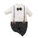 Hopscotch Boys Stripe Print Bodysuit In White Color for Ages 18-24 Months