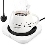 Coffee Mug Warmer, Mug Warmer for Desk, Cup Warmer with 3 Temperature Settings, Electric Beverage Warmer, 4H Auto Shut-Off, Candle & Tea & Coffee & Milk Warmer for Office Home Desk Use (UK Plug)