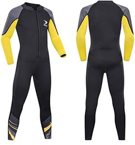 ZCCO Kids Wetsuit,2.5mm Neoprene Diving Suit for Teens,Full Body Swimsuit for Boys and Girls,Long Sleeve One Piece Wet Suit Perfect for Swimming, Surfing, and Water Sports (Black, M)