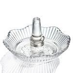 H&D HYALINE & DORA Crystal Scallop Ring Holder for Jewelry,Well-crafted Glass Ring Dish,Jewelry Rack Ring Holder for Wedding,Jewelry Display Decor Gift for Mom Wife Girlfriend(Clear)