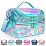 PinkSheep Kids Double Decker Cooler Insulated Lunch Bag Large Tote for Boys, Girls, Men, Women, with Adjustable Strap, Unicorn (Mermaid)