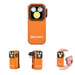 OLIGHT Oclip Pro S 600 Lumens 5 Light Sources Clip on Torch, Rechargeable UV Light with Magnetic Base, Mini LED RGB Flashlight for Indoor Use, Hiking, Cycling, Running, and Safety Warning (Orange)