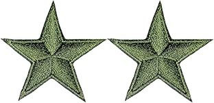 Ranger Return Set 2 of Small Cute Mini Star Sign Badge Shape Tiny Decal Applique Sew Iron on Embroidered Patches - Olive Drab (Star-OD-MINI2)