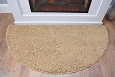 SrS Rugs® Half Moon Semi Circle Non Slip Machine Washable Hearth Living Room Fireside Rugs (Coffee)