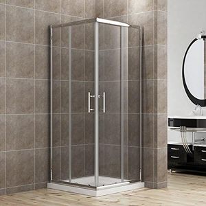 ELEGANT Shower Enclosure with Acrylic Fiberglass Tray,Tempered Safety Clear Glass Corner Sliding Door,Shower Screen with Panel&Base 900x900mm