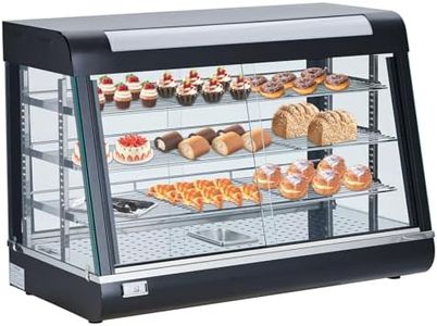 GarveeTech Commercial Food Warmer - 14-Inch 3-Tier, 800W Countertop Pizza Warmer with Led Lighting, Removable Shelves, Glass Door, Optimized Heating Power, Premium Build Quality, Flexible Design