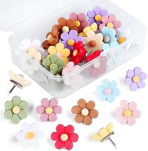 30pcs Flower Push Pins,Push Pins for Cork Board Decorative Thumb Tacks Cute Push Pins for Cork Board Fun Thumb Tacks for Photo Wall, Feature Wall,Map, Bulletin Board, Office or Home