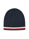 Tommy Hilfiger Men's Ribbed Ottoman Beanie Hat, Blue Striped, One Size