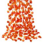 CQURE 12 Pack Autumn Fall Leaf Garland, Hanging Fall Vines Maple Garland Artificial Fall Maple leaves Garland Thanksgiving Decor for Home Wedding Fireplace Party