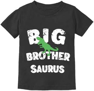 Toddler Baby Boys Tops Cartoon Dinosaur Print Tees Kids Cotton Clothes Summer Short Sleeves T-Shirts, 4# Big Brother Black, 2-3 Years