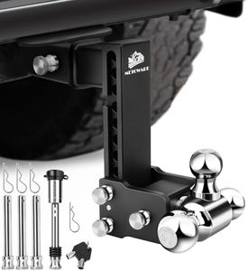 METOWARE Adjustable Trailer Hitch Ball Mount-Fits 2.5" Receiver-Heavy Duty Drop Hitch, Tri-Ball (1-7/8" x 2" x 2-5/16") 8" Drop/Rise, 18,000 GTW and Anti-Theft Stainless Steel Hitch Lock
