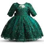 NNJXD Baby Girl Birthday Tutu Gown Pageant Party Wedding Lace Embroidery Dress 2031 Green Size (80) 6-12 Months