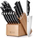 PAUDIN Kitchen Knife Set with Block, 16-Piece Razor Sharp Chef Knife Set