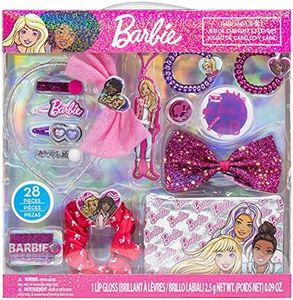 Townley Girl Barbie - Hair Accessories Box|Gift Set for Kids Girls|Ages 3+ (28 Pcs) Including Hair Bow, Headband, Hair Clips, Hair Pins and More, for Parties, Sleepovers and Makeovers