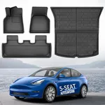 AUTOSAVER88 Floor Mats Set for Tesla Model Y 5-Seat 2020-2024, Custom Fit TPE All Weather Front Rear Cargo Liner, Anti-Slip Waterproof Floor Liners Car Interior Accessories, Black