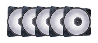 APEVIA CO512L-WH Cosmos 120mm White LED Ultra Silent Case Fan w/ 16 LEDs & Anti-Vibration Rubber Pads (5 Pk)