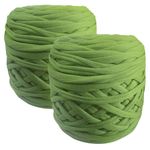 2 Pack 540g Polyester Blanket Yarn t Shirt Yarn Tshirt Yarn for Crochet t-Shirt Yarn Fabric Yarn T-Shirt Crochet Yarn for DIY Knitting Crochet Cloth Blanket Bag Dolls (Coffee) (Green)