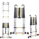 Telescoping Extension Ladder 20FT, Aluminum Lightweight Extension Ladder with Locking Mechanism,Heavy Duty RV Collapsible Ladder for Household, Outdoor Work 330 lbs Load