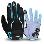 WESTWOOD FOX WFX Cycling Gloves Full Finger Mountain Bike Gloves Touchscreen MTB Gloves Padded Anti-Slip MTB Road Biking Sports Gloves for men and women (Blue, XL)