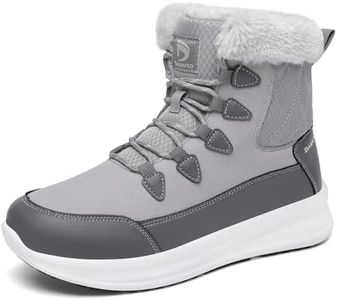 Dannto Womens Winter Snow Boots Warm Fur Lined Ankle Shoes Water Resistant Booties Non Slip Sole Light Gray 8.5