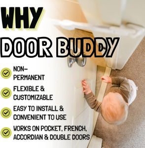 Door Buddy Baby & Cat Proof Door Latch – Adjustable, Grey