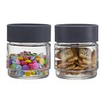 CELLO Modustack Glassy Storage Jars For Kitchen Set of 2 Pcs, 500 ml Grey |Freezer & Fridge Safe Airtight Stackable Leadfree Toughened Glass Kitchen Storage Container For Beans, Whole Grains, Spices