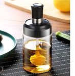DIOXIT Borosilicate Glass Food Storage Jar Honey Storage with Dipper - 250 ml honey dispenser glass bottle with dipper stick spoon, honey storage glass container
