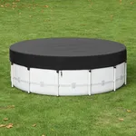 18 Ft Round Pool Cover for Metal Frame Above Ground Pools - Upgraded Windproof Design Compatible with Intex/Bestway Frame Above Ground Outdoor Swimming Pool (Black)