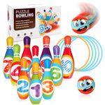 Toddler Toys for 3-6 Year Old Boy Girl, Bowling Set Kids whit 10 Bowling Pins, 2 Balls and 5 Rings, Gifts for Boys Girls Birthday Christmas, for Kids Party Games Indoor Outdoor Activities