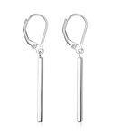 Sllaiss 925 Sterling Silver Vertical Bar Dangle Earrings for Women Hypoallergenic Leverback Hook Drop Earrings