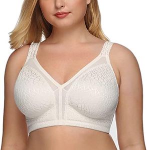 DotVol Women's Full Figure Minimizer Bras Comfort Large Busts Wirefree Non Padded Plus Size Bra(48G, White)