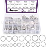 Swpeet 470Pcs Automotive Metric Oil Drain Plug Gasket Aluminum Flat Washer Assortment Kit, Including 18 Different Sizes - M6 M8 M10 M12 M14 M16 M18 M22 M24