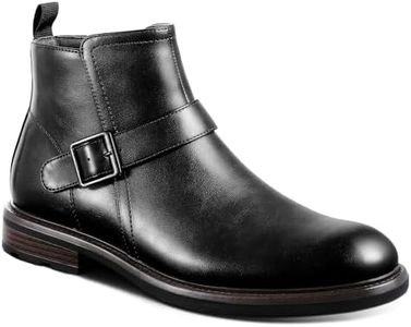 FUNROMAN Men's Motorcycle Boots Zip Ankle Dress Boot Faux Leather Cowboy Boots for Men M01 Black 12