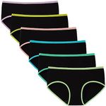 INNERSY Knickers for Teenage Girls Cotton Pants Teen Breathable Black Underwear Pack of 6 (M-UK 12 Girls, Colourful Black)