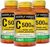 Mason Natural Vitamin C 500 mg with Rose Hips and Bioflavonoids - Supports a Healthy Immune System, Antioxidant and Essential Nutrient, 90 Tablets (Pack of 3)