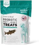 Chew + Heal Labs Probiotic Salmon Jerky Dog Treats - 12 oz of Salmon Jerky for Digestive Health - Made with Wild Alaskan Salmon, Apples, Pumpkin, Pea Protein, and More - Made in The USA