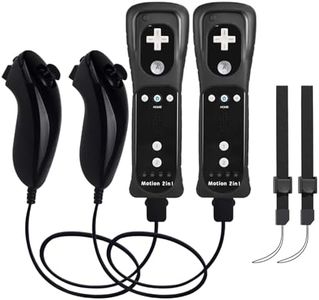 TechKen 2 Pack Wii Remote with Wii Motion Plus Inside | Shock Wii Nunchuk Controller | Compatible Nintendo Wii, Wii U