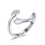 925-Sterling-Silver Adjustable Hug Ring for Women - White Gold/18K Gold Plated Couple Hugging Hands Thumb Rings,Promise Wedding Ring for Women Men,Christmas Jewelry Gift for Teen Girls
