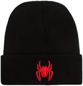 OMLAMP Y2k Beanie Hat for Women Men Knitted Spider Graphic Beanies Hats Caps Warm Casual Skullies Winter Beanie (Black,One Size)