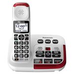 PANASONIC KX-TGM420W Amplified Cordless Phone with Digital Answering Machine, 1 Handset, White