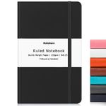 Huhuhero Lined Journal Notebook, Ruled Notebook for Work, 5.25"×8.25", Hardcover Leather Journal for Writing Journaling Men Women, 120Gsm Thick Paper Notebook, Office School Supplies (1,Matte Black)