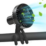 Portable Stroller Fan for Baby Clip On Fan with Flexible Tripod 5000 mAh Battery Operated, 3 Speeds USB Rechargeable Fan 360 Degree Rotatable Personal Handheld Fan for Stroller Car Seat Bike Camping