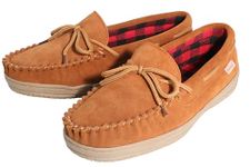 Pedoqu Men's Suede Upper Faux Fur Lining Rubber Soles Moccasin Slipper Indoor Outdoor