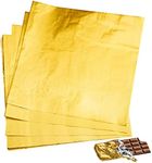 200pcs Candy Bar Wrappers, 7.8” Square Chocolate Bar Wrappers Gold Foil Wrapper Aluminum Individual Packaging Sheets for 4 July Baby Shower Birthday Party Gifts