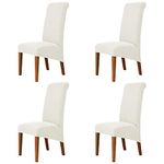 DASORY Large Chair Covers for Dining Room, Soft Stretch Chair Slipcover for Large Size Dining Chair, Washable Removable Parsons Chair Protector,Set of 4,White