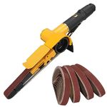 NuoDunco 3/4" x 20-1/2" Pneumatic Sander Air Belt Sander Set With 14Pcs Belts,40/60/80/120Grit,1/4" Air Inlet Mini Air Belt Grinder Air Tool For Aluminium, Iron, Steel Metal